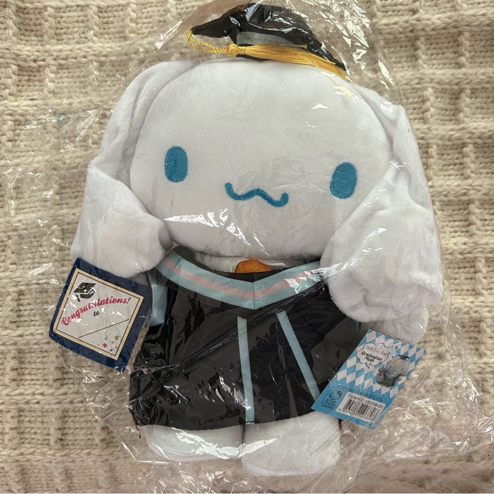Sanrio Cinnamoroll Graduation Plush - White, Black & Blue